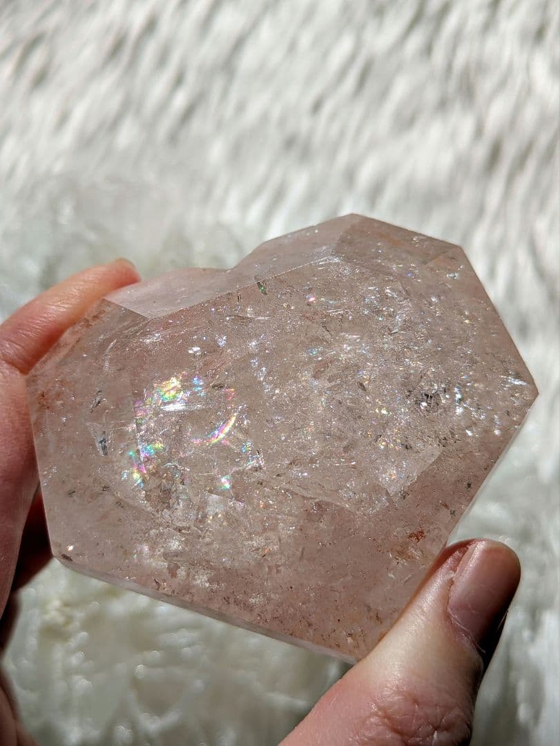 ① ♡ピンクアゼツライト（通称） ピンククリアクォーツ♡カクカクハート