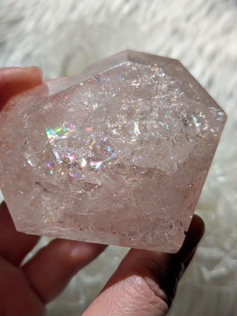 ① ♡ピンクアゼツライト（通称） ピンククリアクォーツ♡カクカクハート