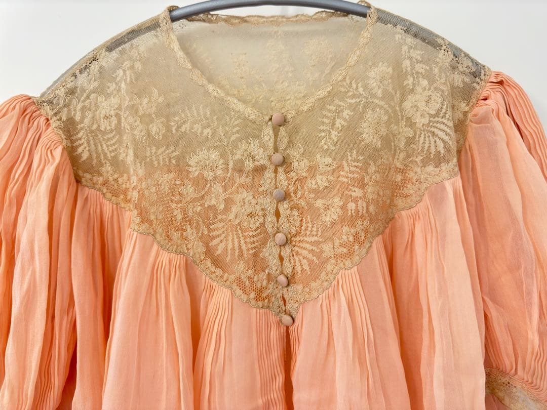 【antique】1830〜1940's France 半袖 レース ブラウス