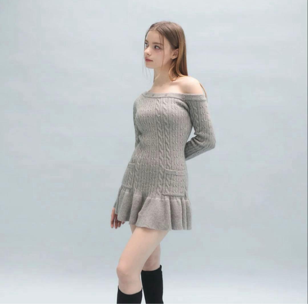 ワンピース YILON ONE SHOULDER CABLE KNIT OP
