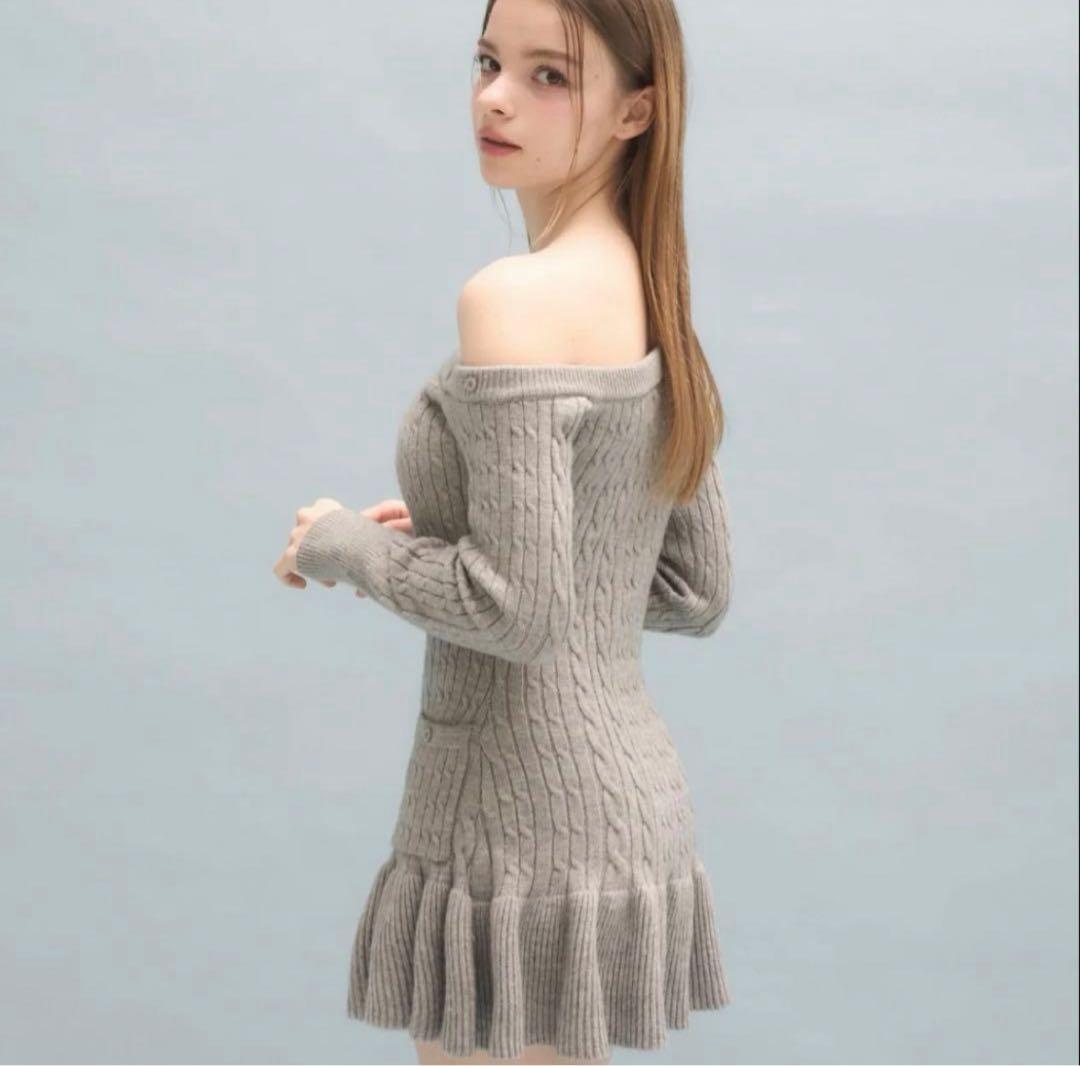ワンピース YILON ONE SHOULDER CABLE KNIT OP