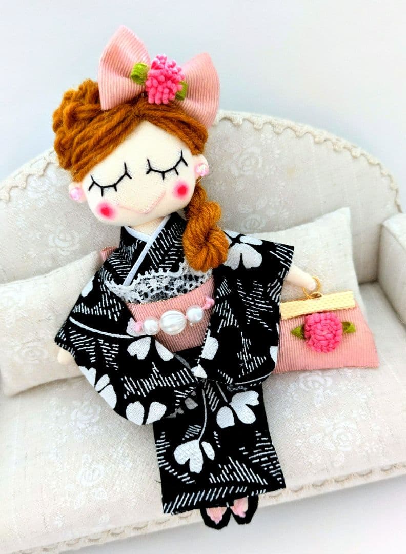 ハンドメイド❋浴衣ドールチャーム❋ バッグチャーム ❋日本人形