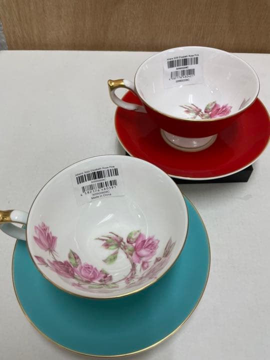 エインズレイ  エリザベスレッド&ターコイズ　箱付き