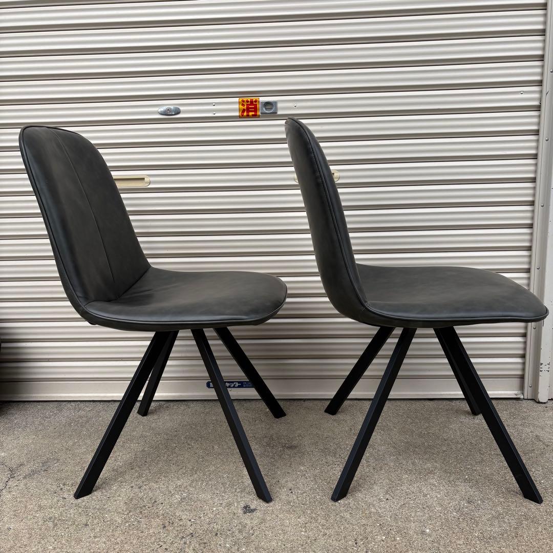 美品 ニトリ ダイニングチェア モラド DGY ダークグレー 2脚セット①