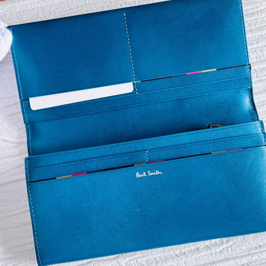 【未使用品】ポールスミス Paul Smith長財布 本革　ターコイズ　ブルー
