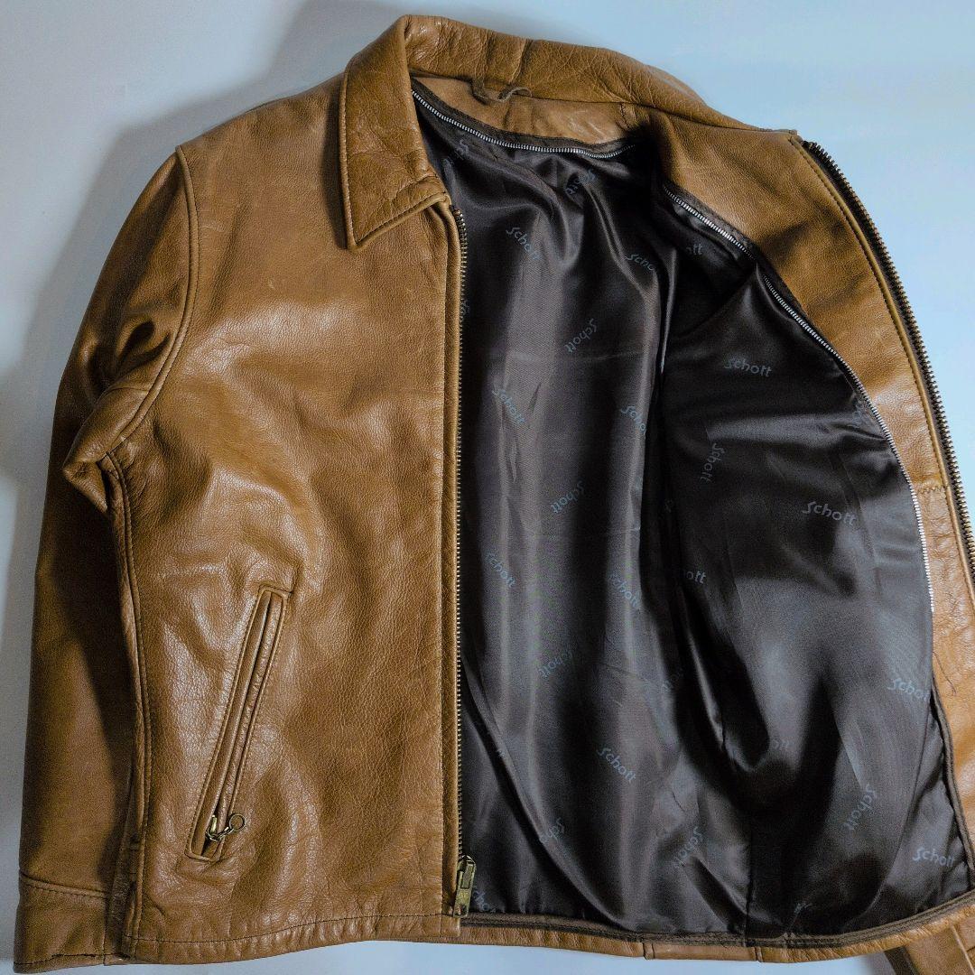 【廃盤】USA製 Schott AT101 レザージャケット ブラウン 38