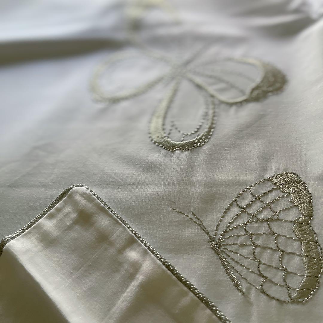 【2枚】ローラアシュレイ シルバー刺繍ピロケースセット　バタフライ　新品