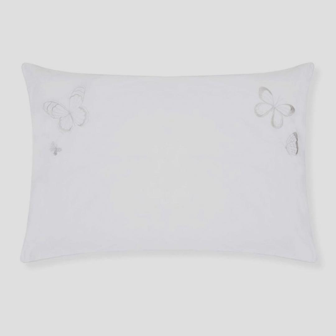 【2枚】ローラアシュレイ シルバー刺繍ピロケースセット　バタフライ　新品