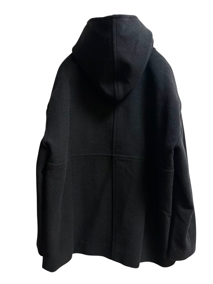 新品タグ付き☆ アンコキーヌ☆ウール混フーディーショートコート☆ブラック 3L