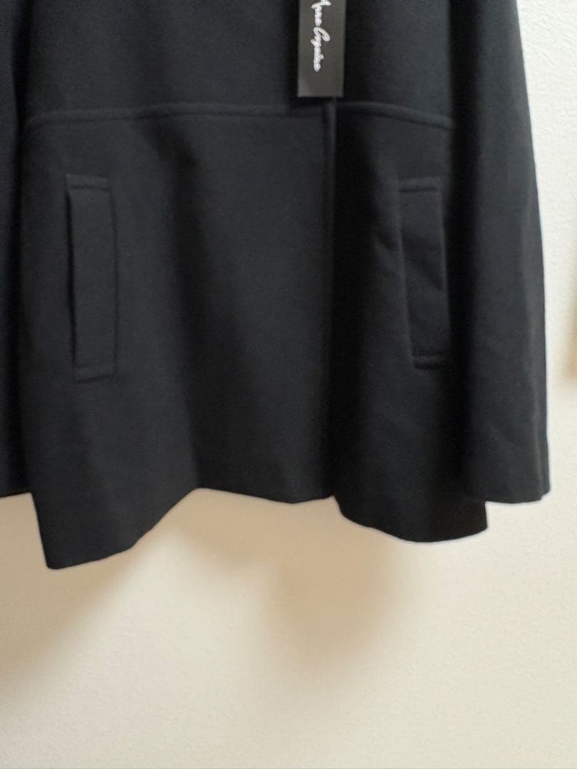 新品タグ付き☆ アンコキーヌ☆ウール混フーディーショートコート☆ブラック 3L