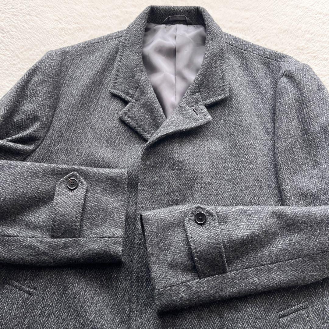 SANYO 三陽商会 ステンカラーコート ロングコート ヘリンボーン カシミヤ