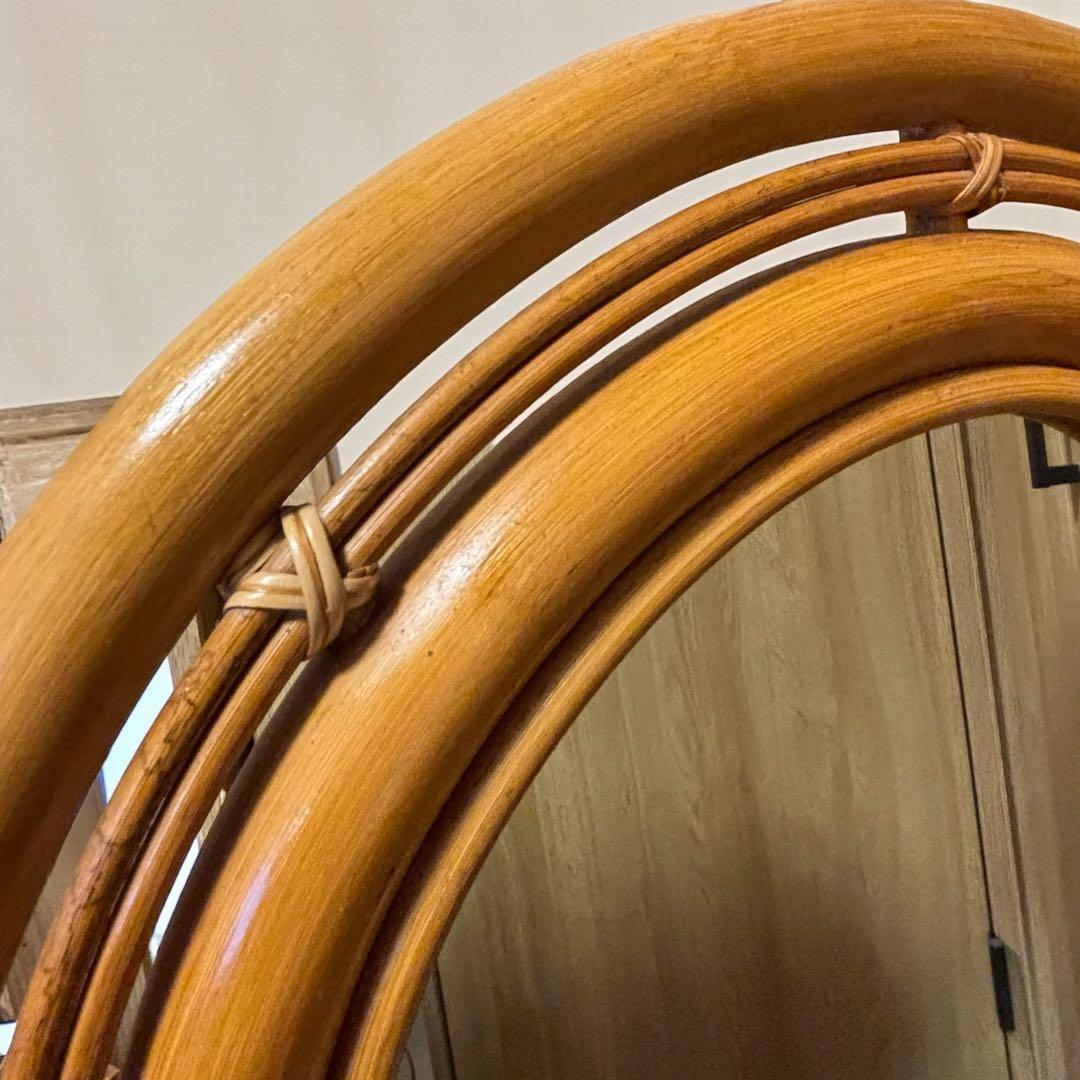 ラタンミラー 大型アーチ型 玄関リビング 北欧ナチュラル✨