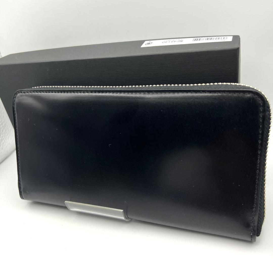 未使用品箱付 プレリー☆メンズジッピーウォレット 長財布 コードバン 本革 黒