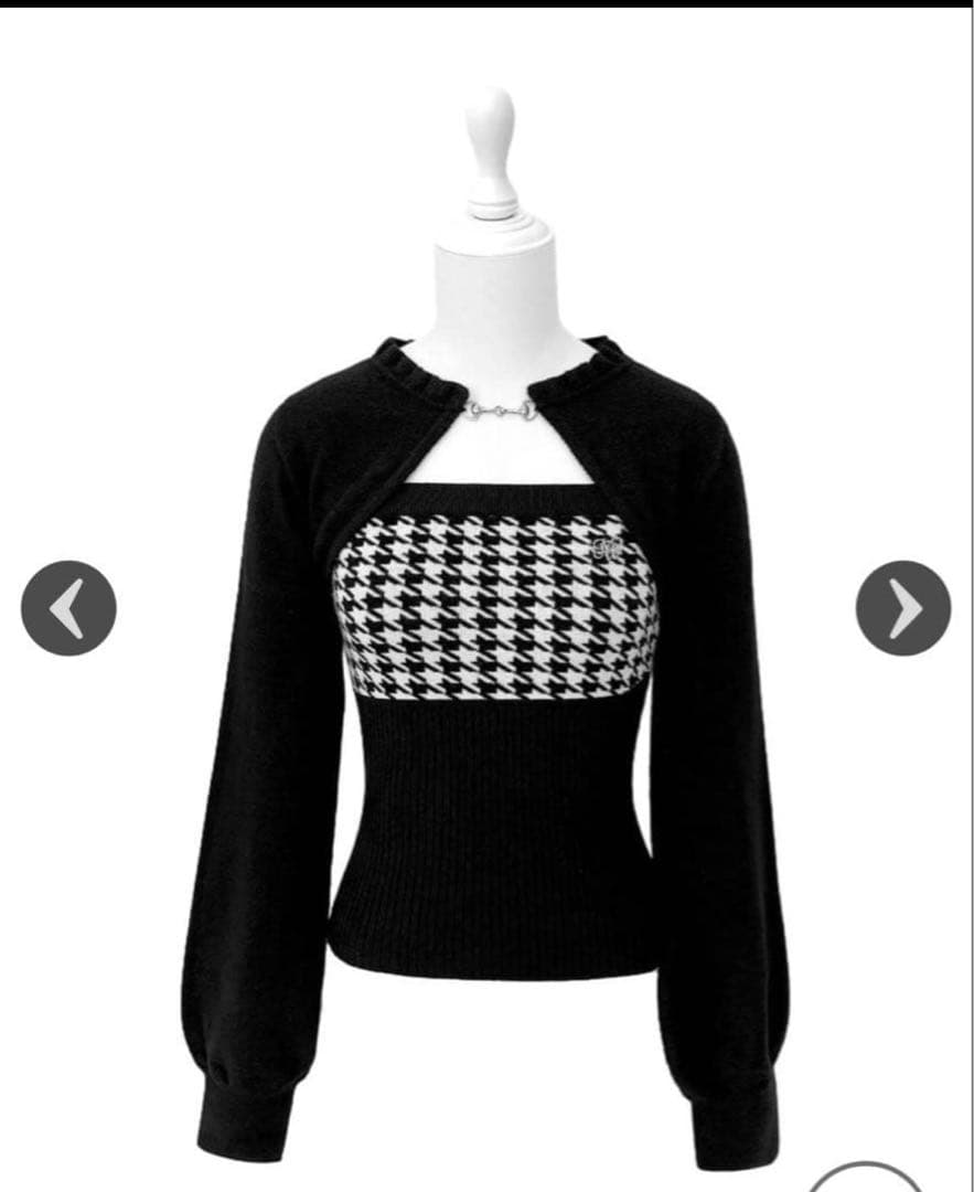 Honey mew ハニーミュウ 千鳥アンサンブルニットトップス