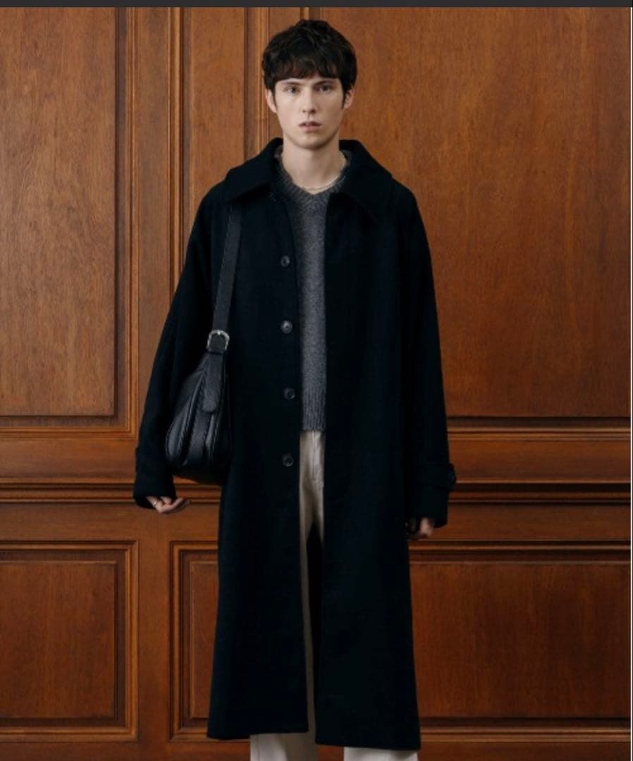 LURAKU ウールステンカラーロングコート