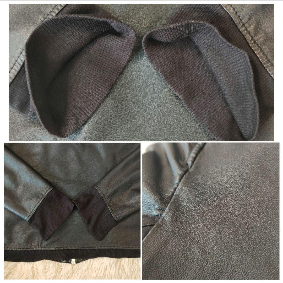 美品✨エディション　レザーフードジャケット　ブルゾン　羊皮　黒　ライダース