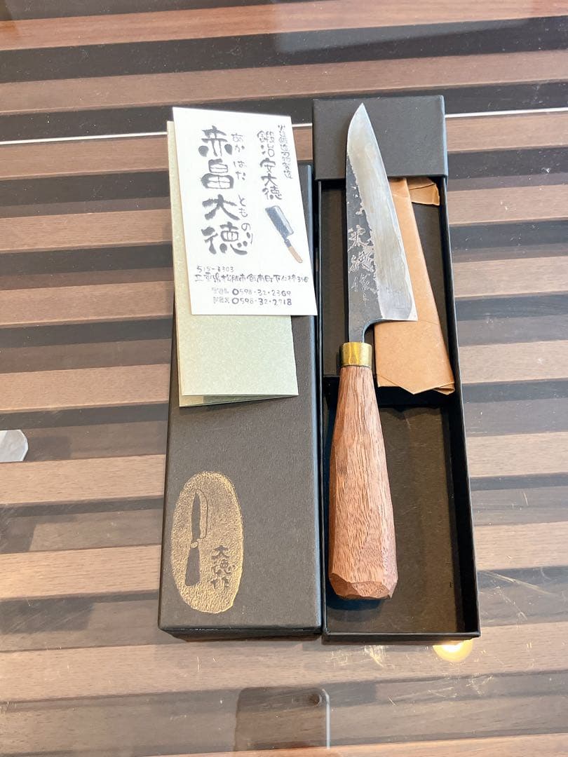 黒打ちペティナイフ 100mm 赤畠大徳