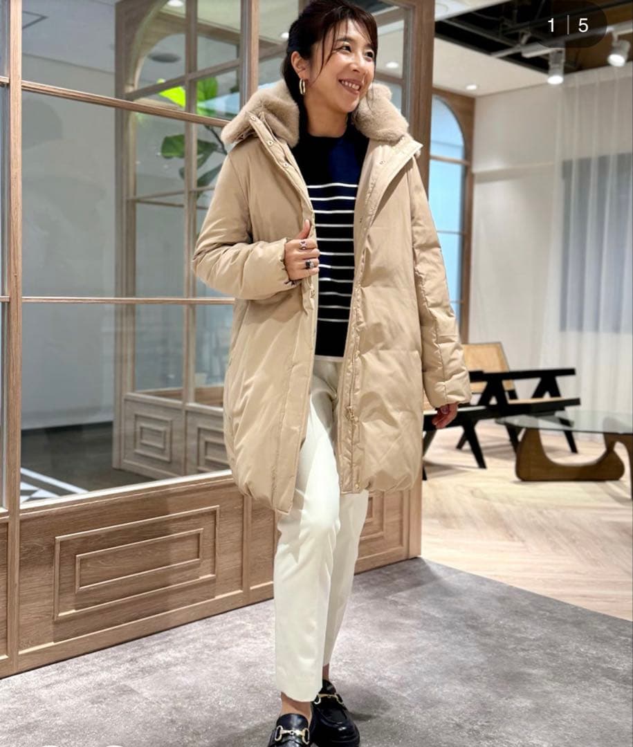 【美品】 INED フェイクファー フード ロングダウンコート《Re:DOWN》