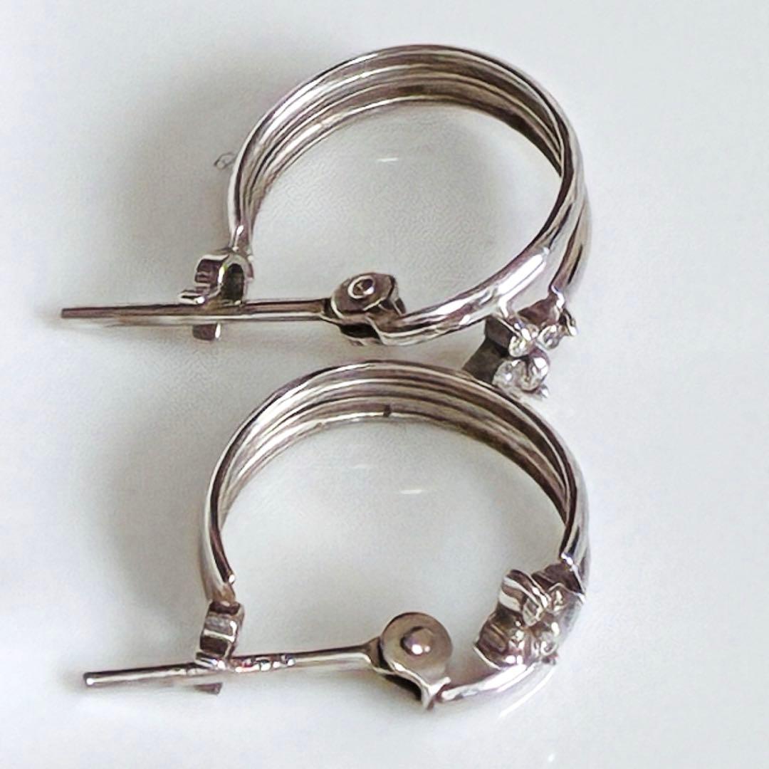 k14WG ダイヤモンドピアス　両耳　ホワイトゴールド