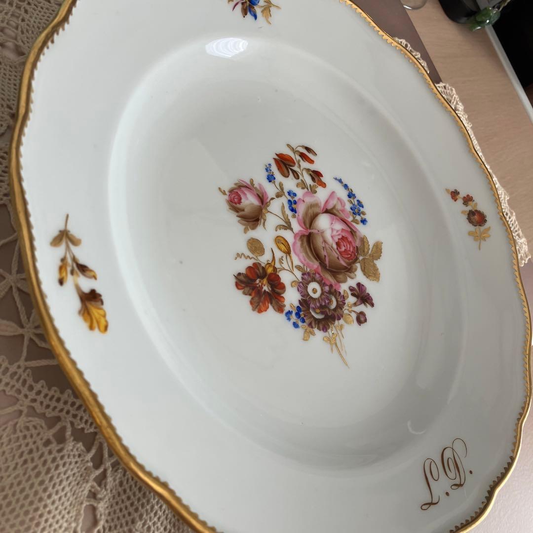 アンティークマイセン   ルイ・ダモン特注　ビューローズの花絵プレート