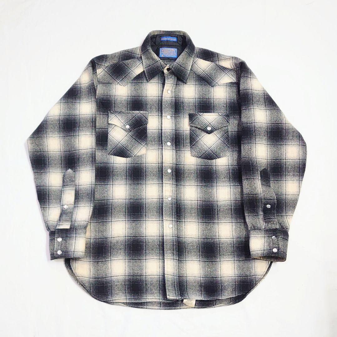 70s ペンドルトン 黒白 オンブレチェック シャドーチェック