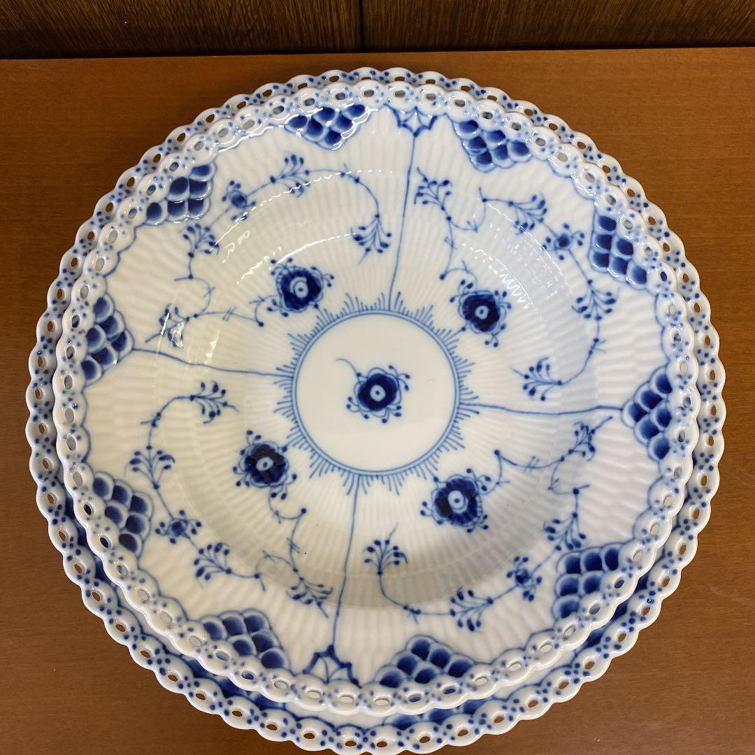 ロイヤルコペンハーゲン ブルーブルーテッドフルレース　プレート2枚セット