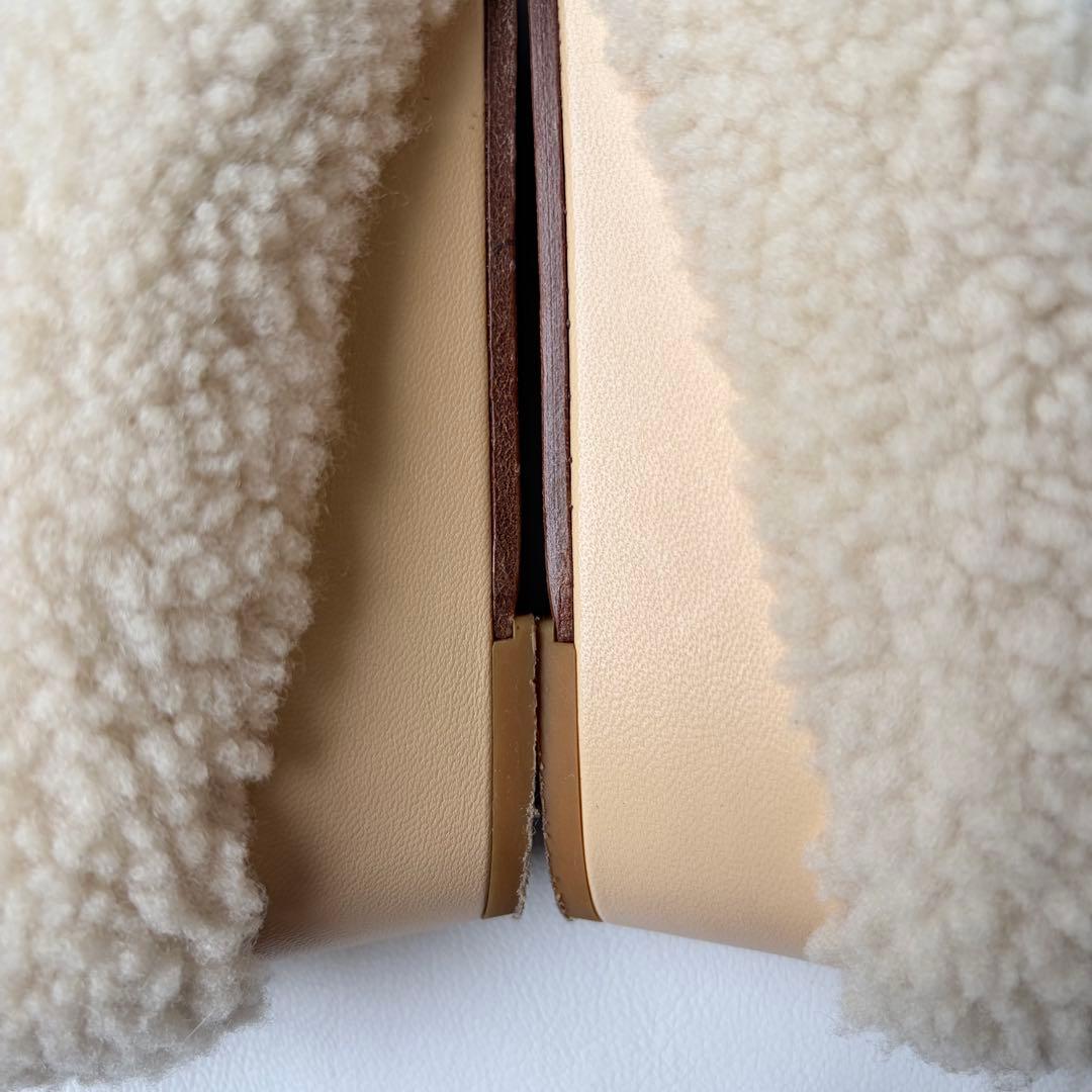 NEBULONI E. ネブローニ ムートン ボア パンプス ウエッジ 37