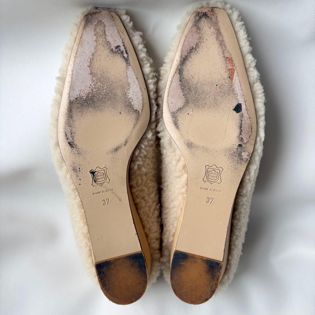 NEBULONI E. ネブローニ ムートン ボア パンプス ウエッジ 37