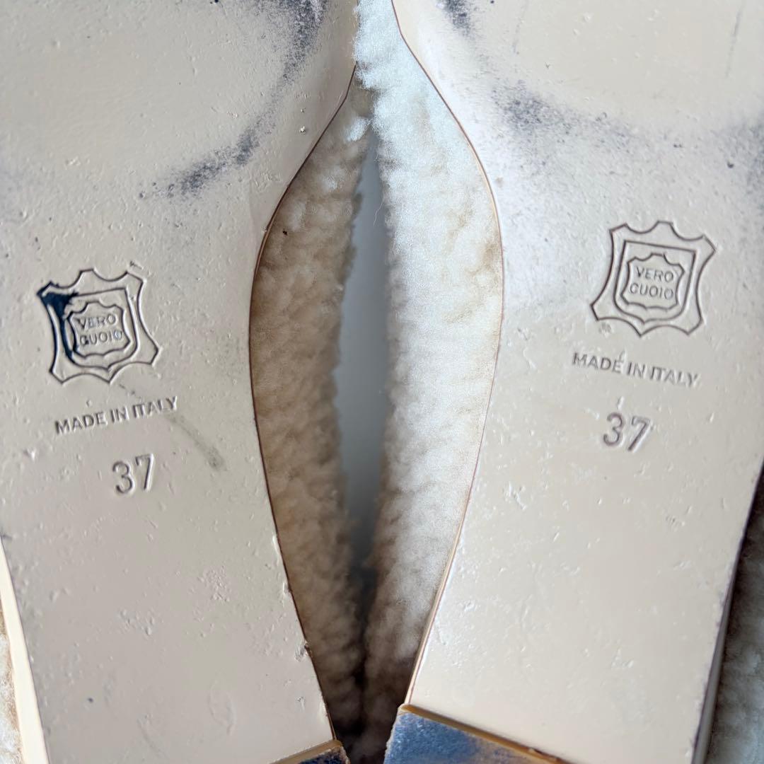 NEBULONI E. ネブローニ ムートン ボア パンプス ウエッジ 37