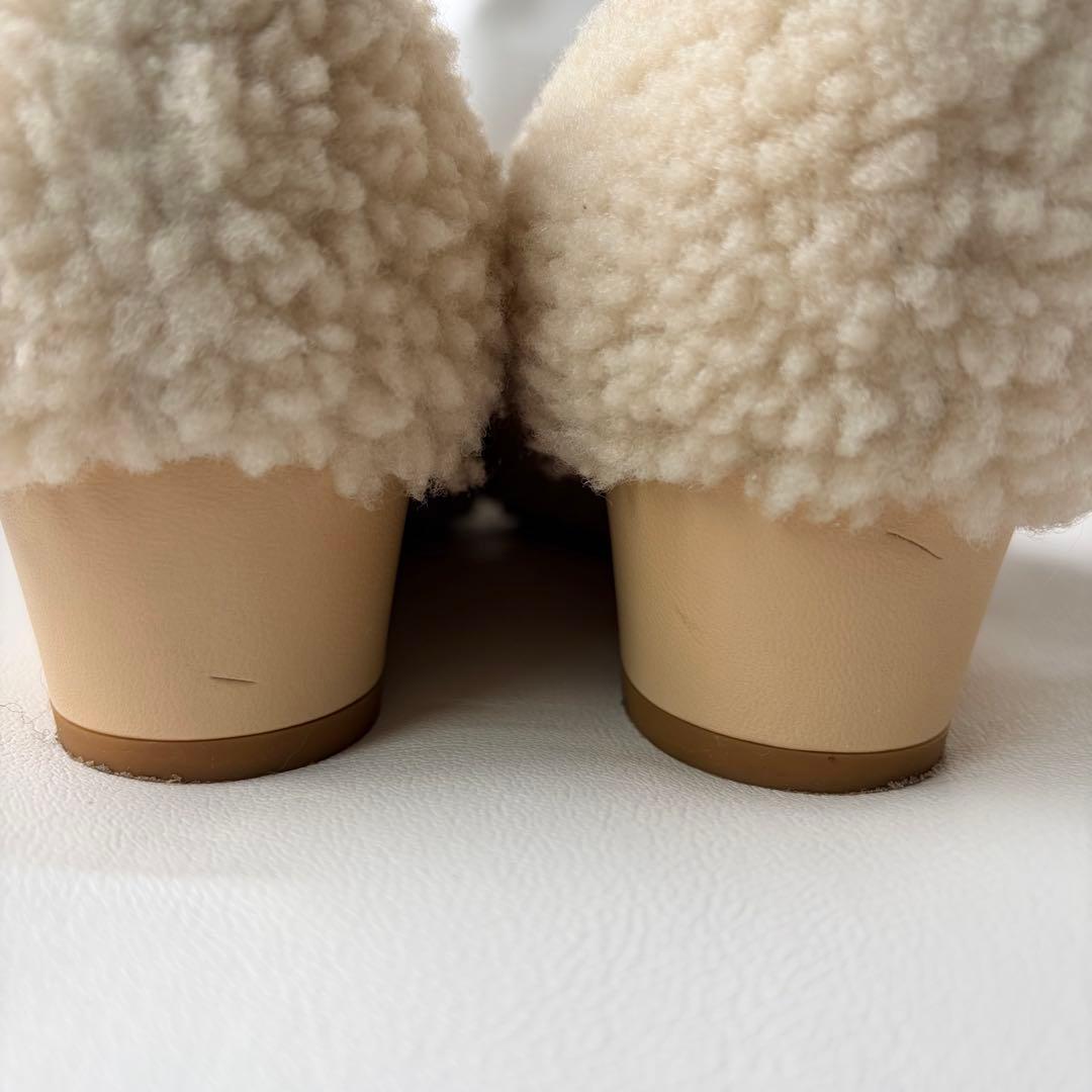 NEBULONI E. ネブローニ ムートン ボア パンプス ウエッジ 37