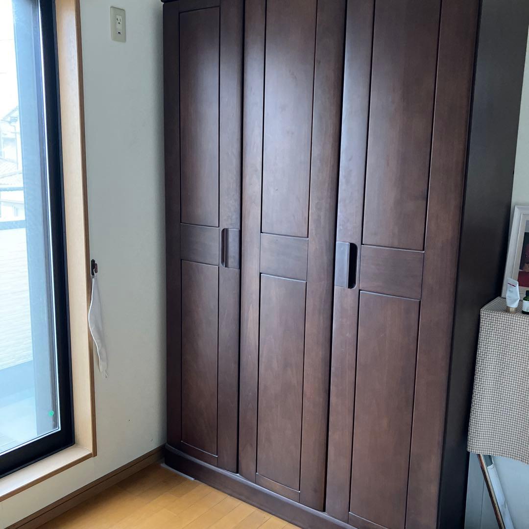 ダークブラウン木製洋服タンス　府中家具