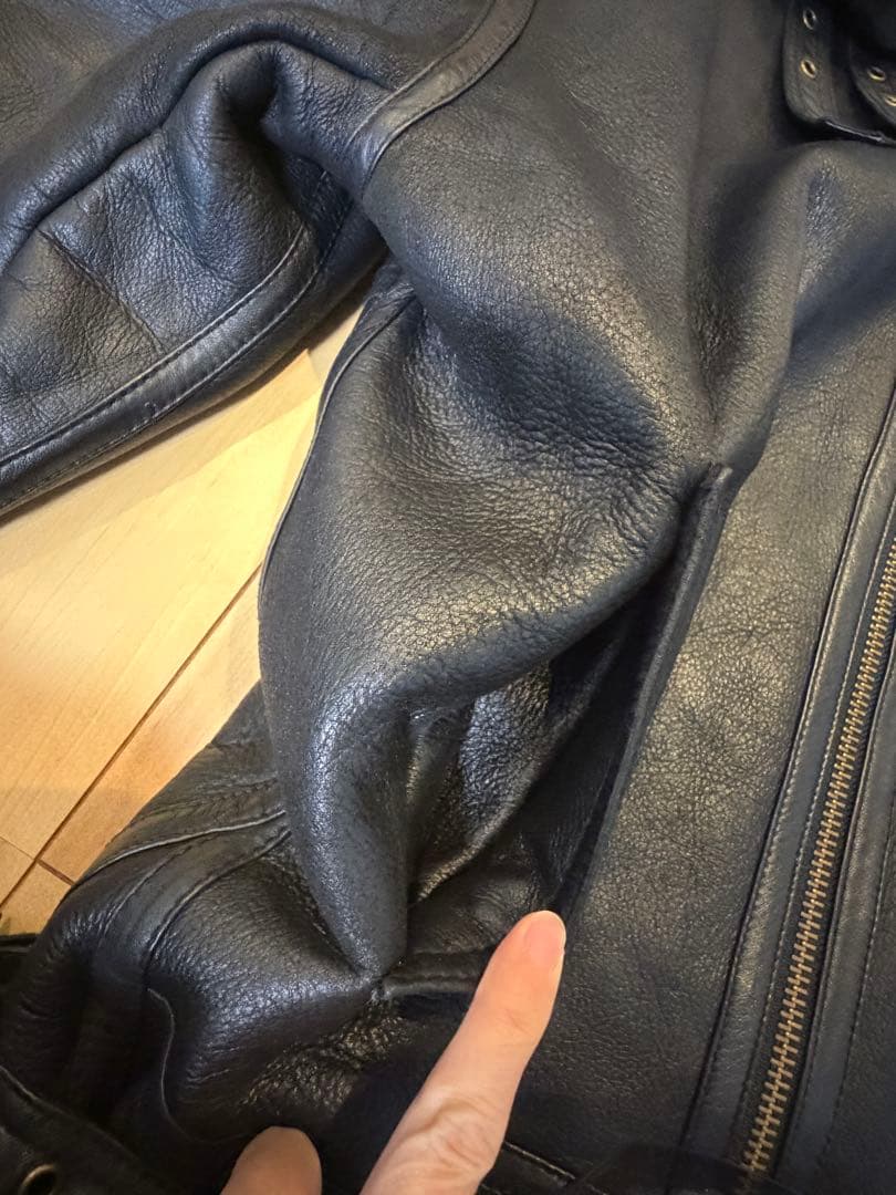 美品★ムートン　ラム　羊皮　B-3フライトジャケット　ブラック　L メンズ