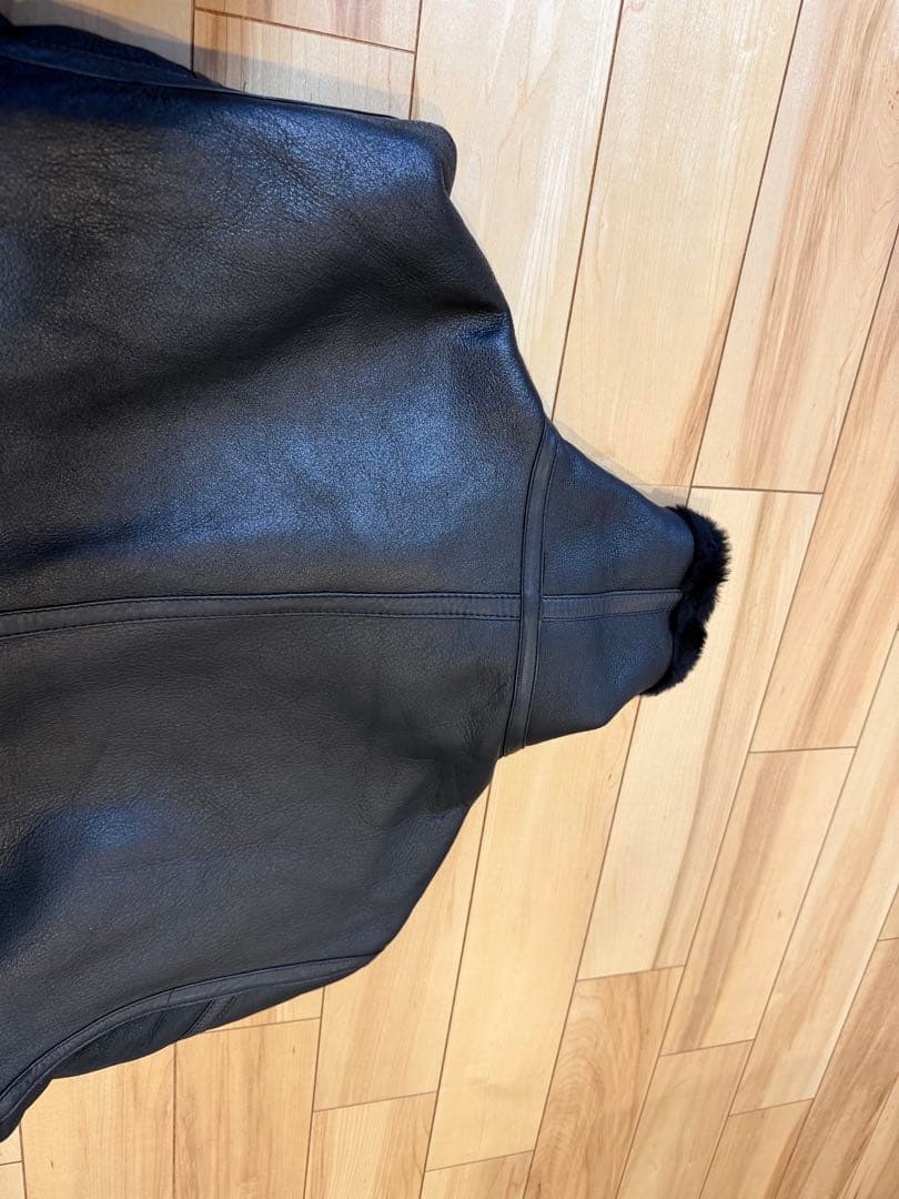 美品★ムートン　ラム　羊皮　B-3フライトジャケット　ブラック　L メンズ