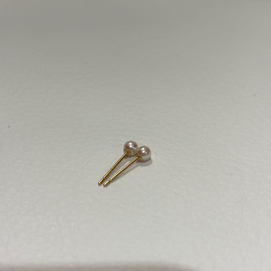 499 パールピアス　あこや真珠　3.2+3.3mm K18YG