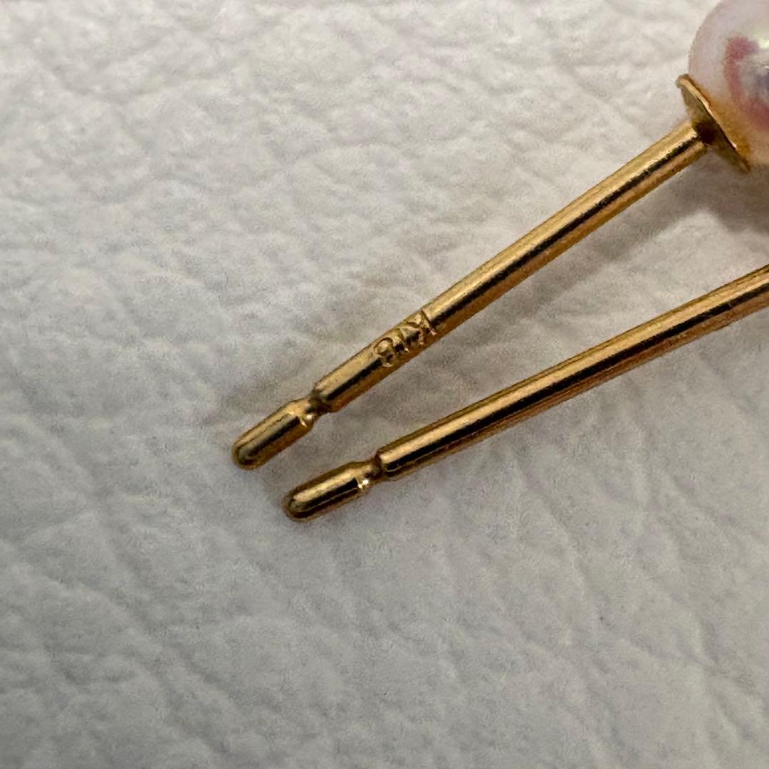 499 パールピアス　あこや真珠　3.2+3.3mm K18YG