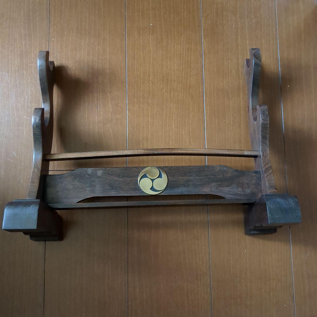刀掛 家紋 唐木 黒檀 紫檀 木製 金 漆 日本刀 太刀 武道具 模造刀