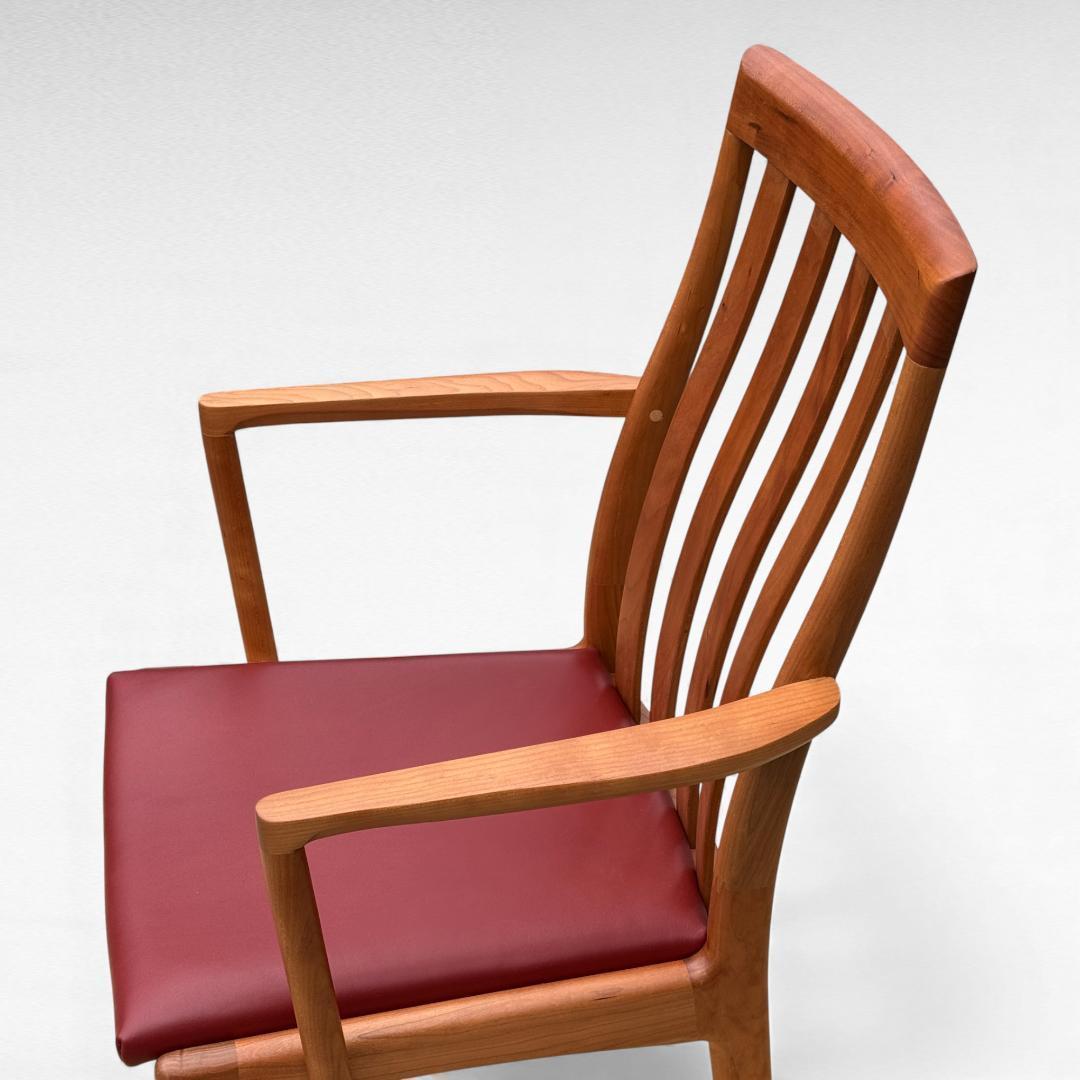 ①美品 ナガノインテリア 高級本革チェア DC322 ブラックチェリー