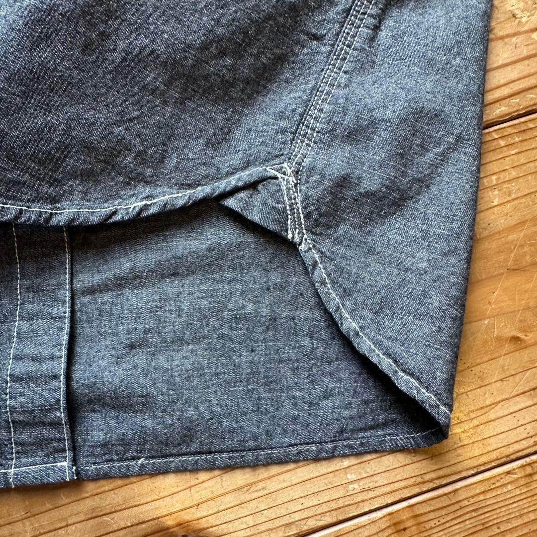 希少 BIG MIKE 猫目ボタン マチ付き ブラックシャンブレー 長袖シャツ