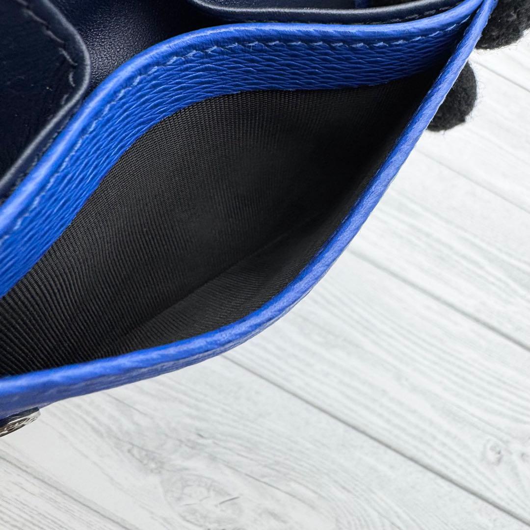 【未使用級】BVLGARI　ケース　レザー　メタルロゴプレート　ブルー