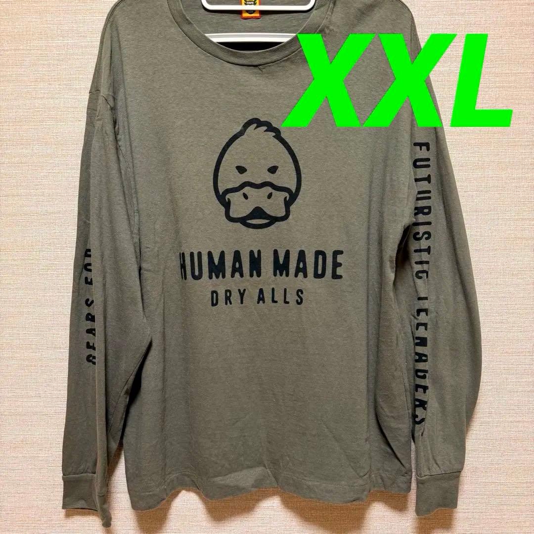 HUMAN MADE カーキ 長袖カットソー ロンT XXL 鴨 DUCK