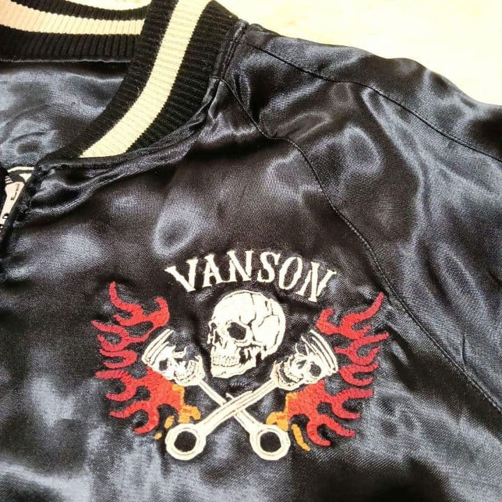 VANSON スカジャン リバーシブル XXL スカル 刺繍 バイカージャケット