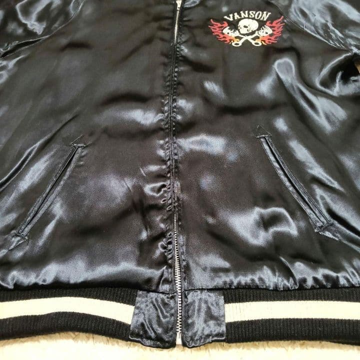 VANSON スカジャン リバーシブル XXL スカル 刺繍 バイカージャケット