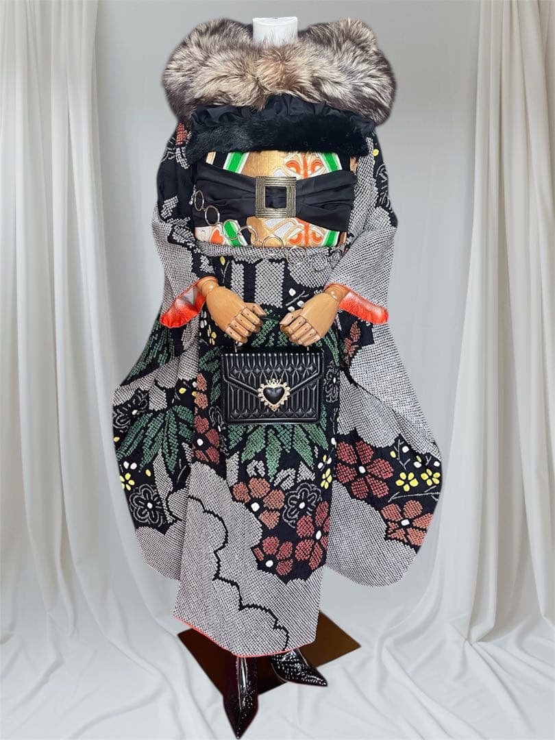 本日限定価格！振袖 フルセット 総絞り 明るい黒地 美品