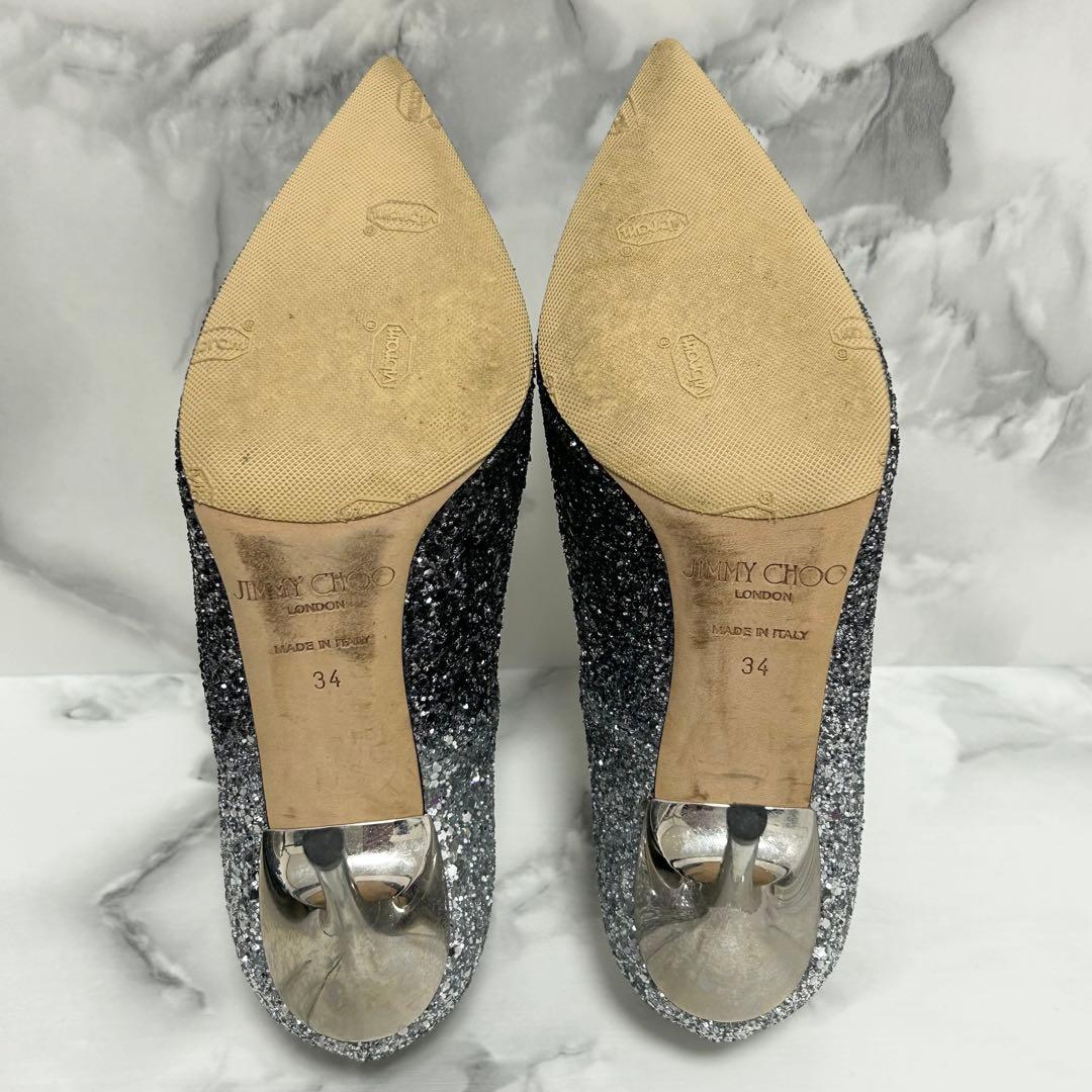 【美品】JIMMY CHOO ジミーチュウ グリッター パンプス ラメ 22cm