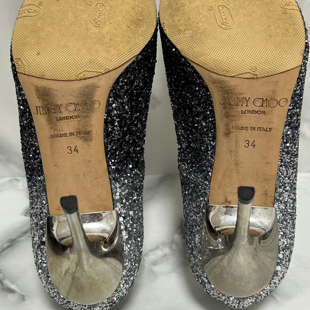 【美品】JIMMY CHOO ジミーチュウ グリッター パンプス ラメ 22cm