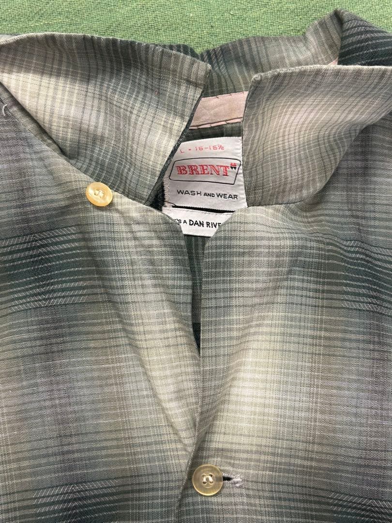 60s BRENT オンブレシャツ 開襟 シャドーチェック L