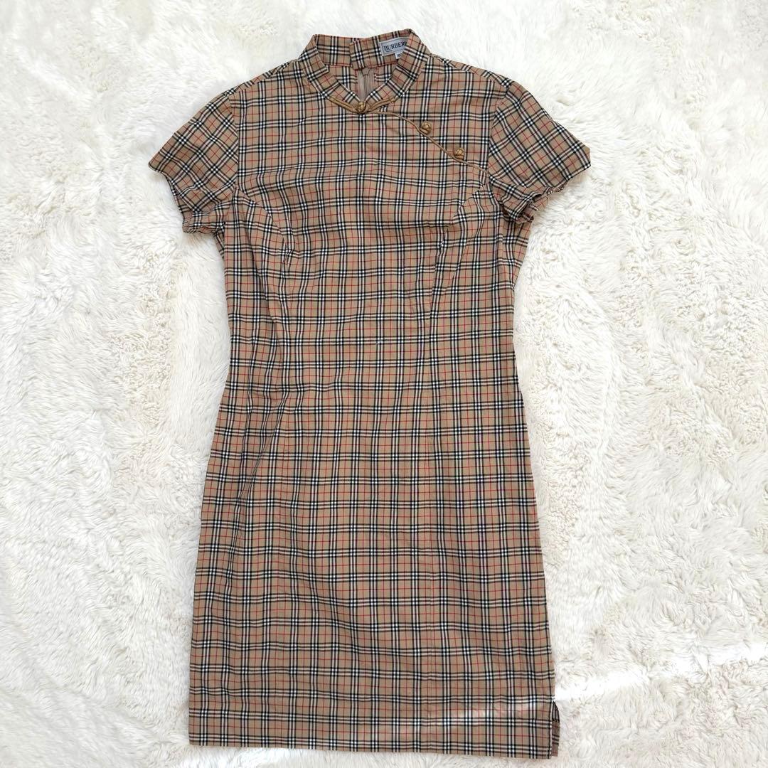 希少　バーバリーズ　ノバチェック　チャイナドレス　半袖ワンピース　160A