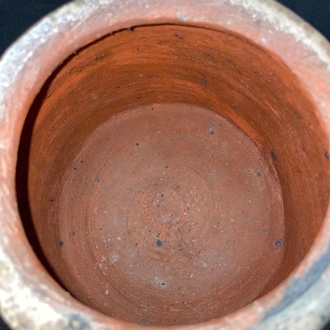 中川伊作　知花南蛮焼き　サンゴ窯変　花いけ　水指　金彩　沖縄