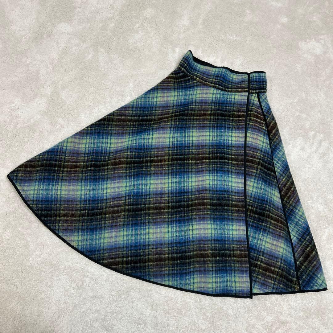 ♦︎極美品♦︎Y's♦︎ヨウジヤマモト♦︎青と黒のチェック柄巻きスカート