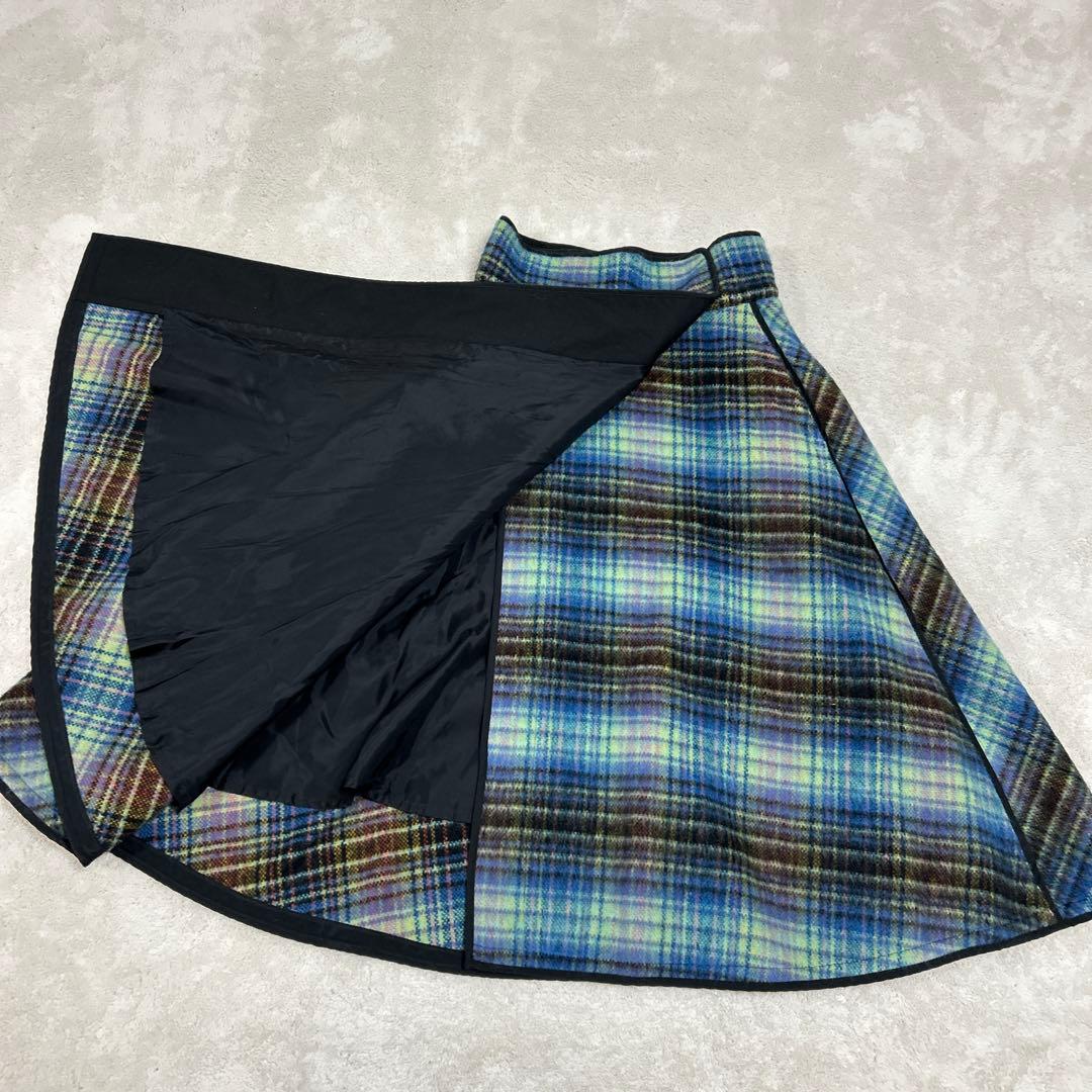 ♦︎極美品♦︎Y's♦︎ヨウジヤマモト♦︎青と黒のチェック柄巻きスカート
